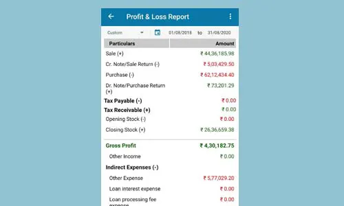 Android accounting app, get detailed business report