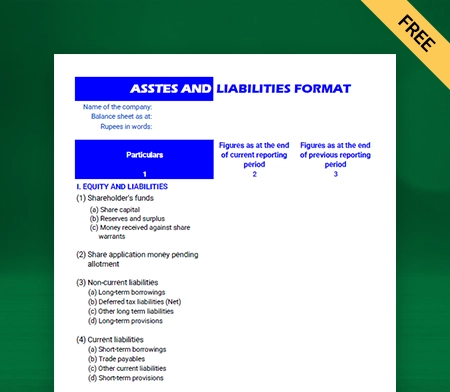 Download Customizable Assets and Liabilities Format in Excel