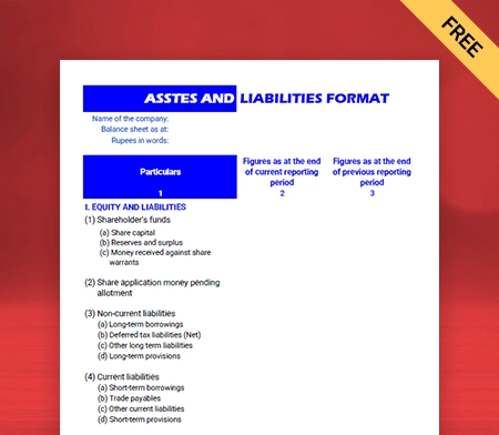 Download Free Assets and Liabilities Format in PDF