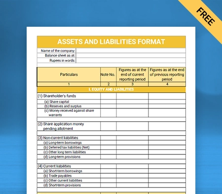 Download Customizable Assets and Liabilities Format in Word