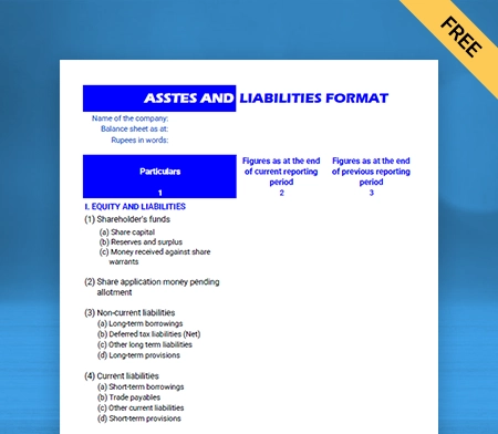 Download Free Assets and Liabilities Format in Word