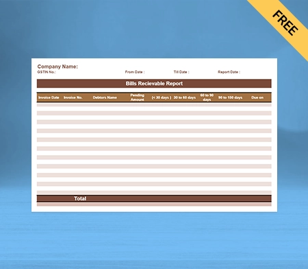 Download Free Customizable Bills Receivable book Format in Docs