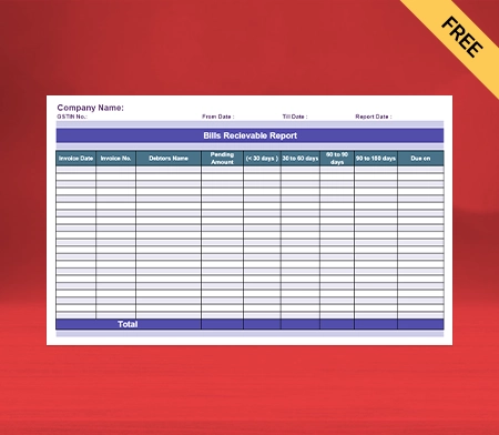 Download Free Bills Receivable book Format in PDF