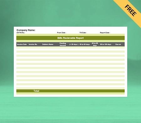 Download Professional Bills Receivable book Format in Sheets