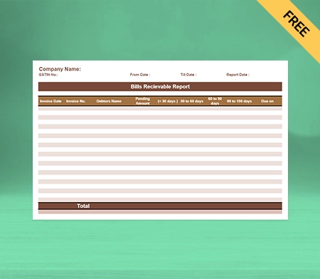 Download Bills Receivable book Format in Sheets