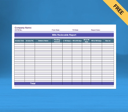 Download Free Bills Receivable book Format in Word