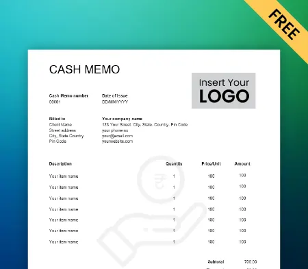 Download Free Cash Memo Bill Book Format