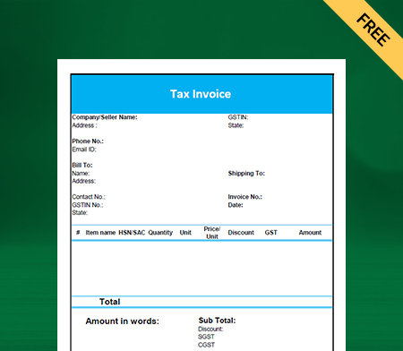 Download Free Customizable Cloth Bill Format In Excel