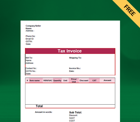 Download Unique Cloth Bill Format In Excel