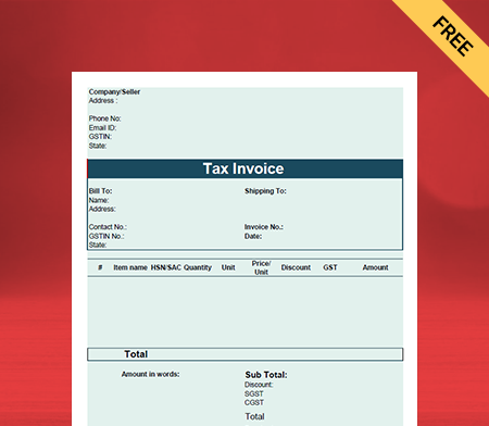 Download Free Professional Cloth Bill Format In PDF