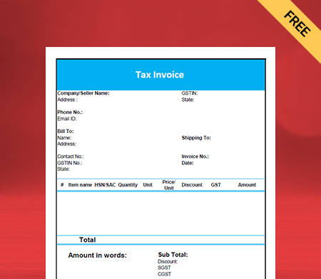 Download Free Customizable Cloth Bill Format In PDF