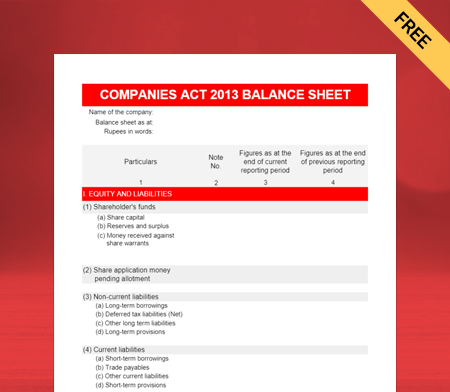 Create As Per Companies Act 2013 Balance Sheet Format Online