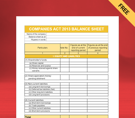Generate As Per Companies Act 2013 Balance Sheet Format Online