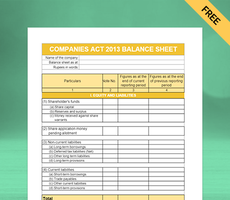 Secure your financial stability by using As Per Companies Act 2013 balance sheet formats
