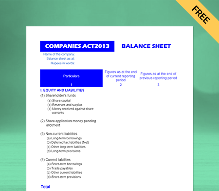 Generate report through As Per Companies Act 2013 balance sheet format