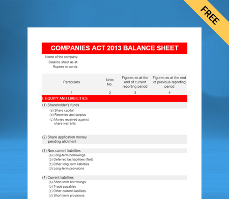 digital As Per Companies Act 2013 balance sheet app