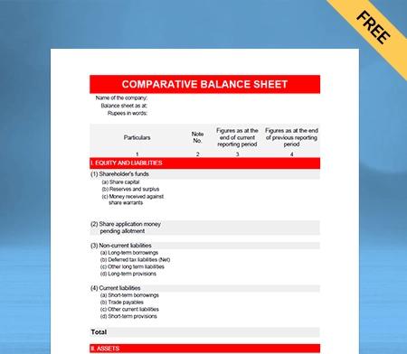 Free GST Professional Comparative Balance Sheet Format