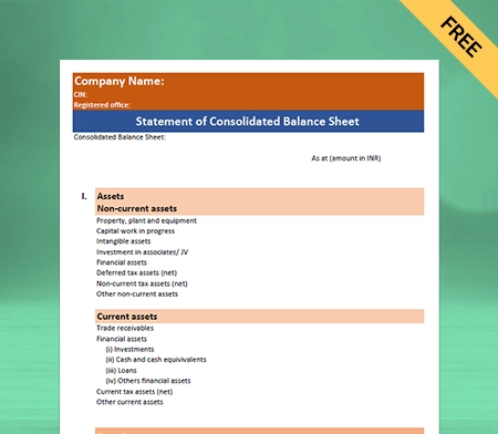 Customised Free Consolidated Balance Sheet Format