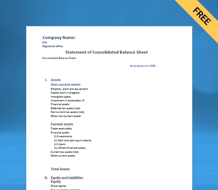 Generate Consolidated Balance Sheet Format Online