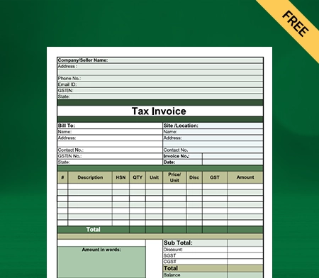 Download Free Professional Construction Bill Format In Excel