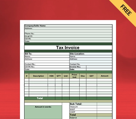 Download Free Professional Construction Bill Format In PDF
