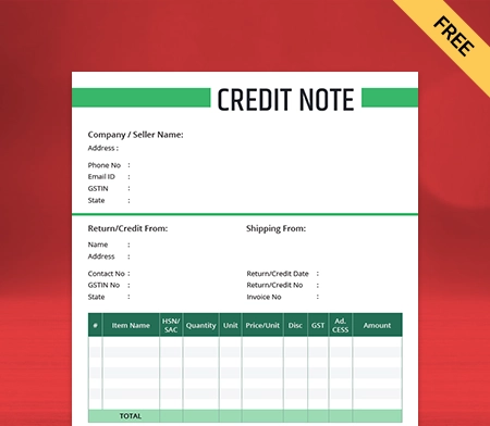 Download Credit note Pdf Format 