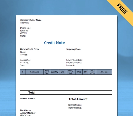 Download Credit Note Format in Google Docs
