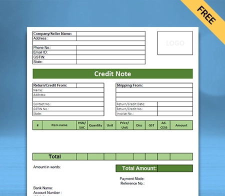 Download  Professional Credit Note Format in Google Docs