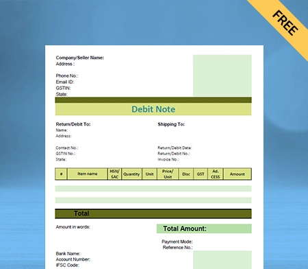 Machine Debit Format Debit note format in GST Free Download