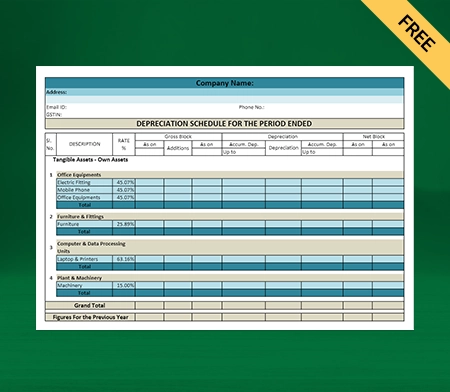 Download Free Depreciation Account Format in Excel