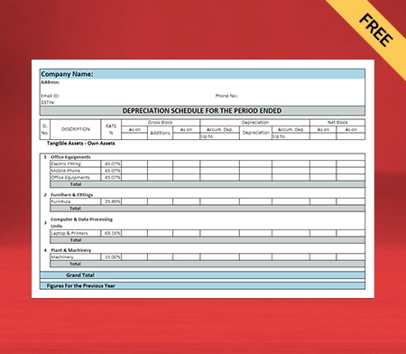 Download Customizable Depreciation Account Format in PDF