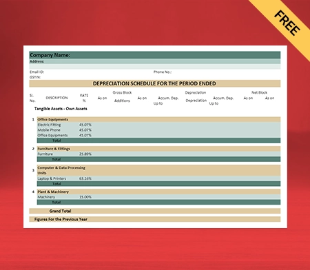Download Unique Depreciation Account Format in PDF
