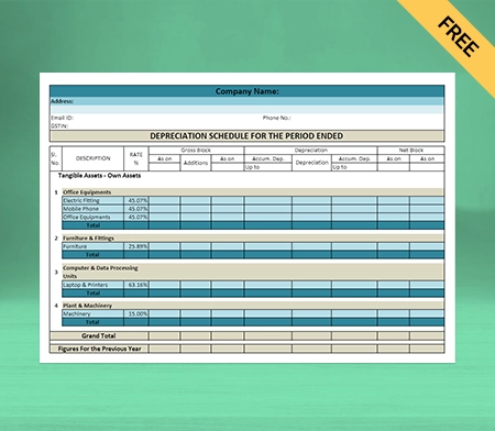 Download Free Depreciation Account Format in Sheets