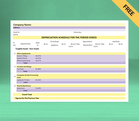 Download Professional Depreciation Account Format in Sheets