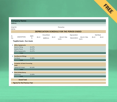 Download Depreciation Account Format in Sheets