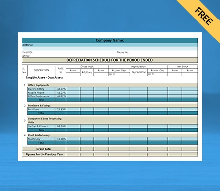 Download Free Depreciation Account Format in Word
