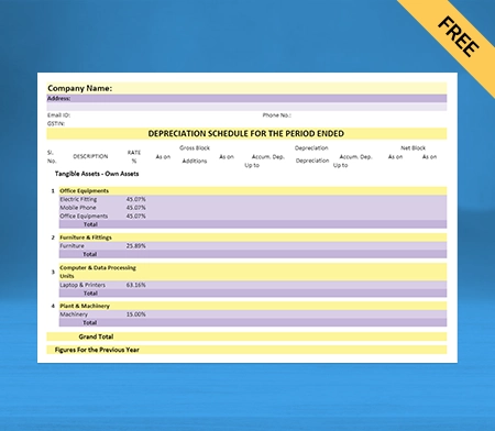Download Professional Depreciation Account Format in Word