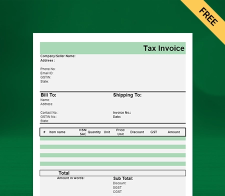 Download Professional Electrical Shop Bill Format in Excel