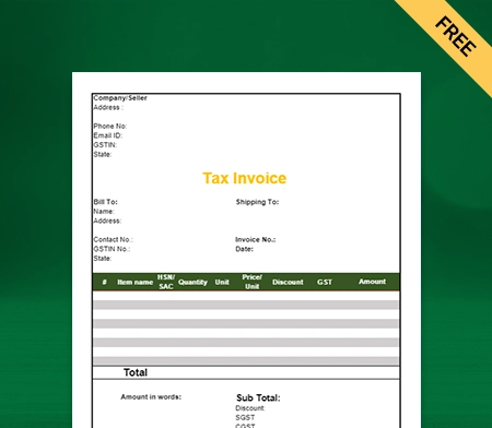 Download Unique Electrical Shop Bill Format in Excel