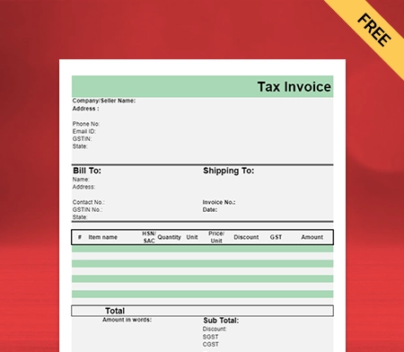 Download Professional Electrical Shop Bill Format in PDF