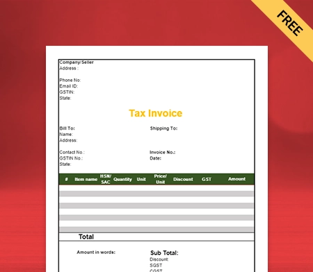 Download Unique Electrical Shop Bill Format in PDF
