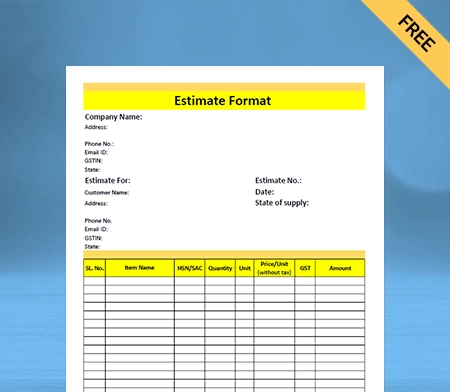 Download Customizable Estimate Format in Docs