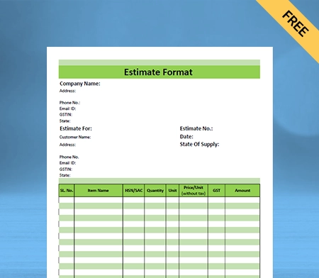 Download Free Estimate Format in Docs