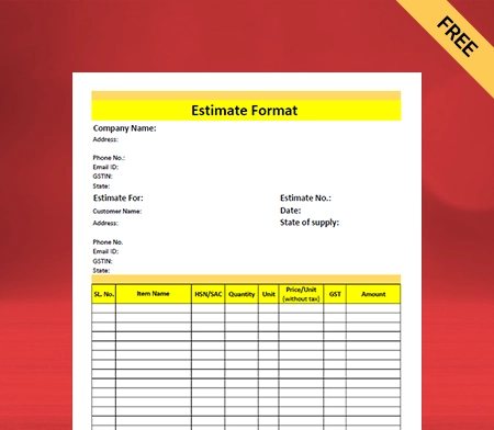 Download  Customizable Estimate Format in PDF