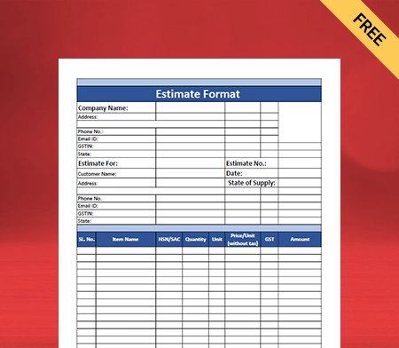 Download Unique Estimate Format in PDF