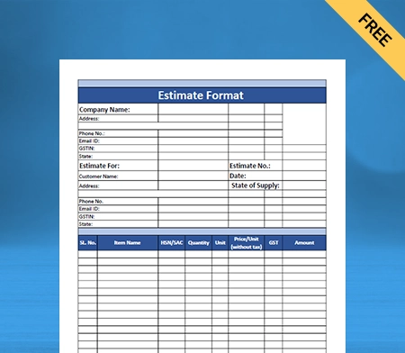 Download Unique Estimate Format in Word