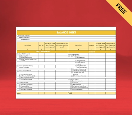 Free GST Professional Horizontal Balance Sheet Format