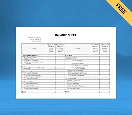 Horizontal Balance Sheet Format Online