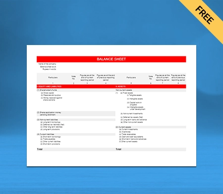 Download Free Horizontal Balance Sheet Format Online