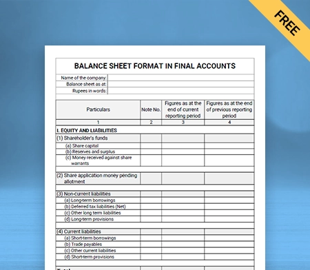 Download Balance Sheet Format in Final Accounts in Google Docs